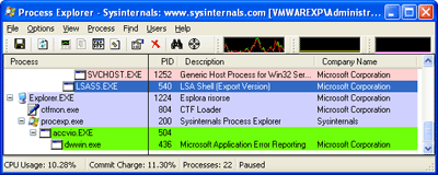 Figura 2a Gestione degli errori delle applicazioni in Windows XP