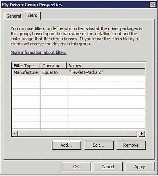 Applying a Manufacturing filter to a group