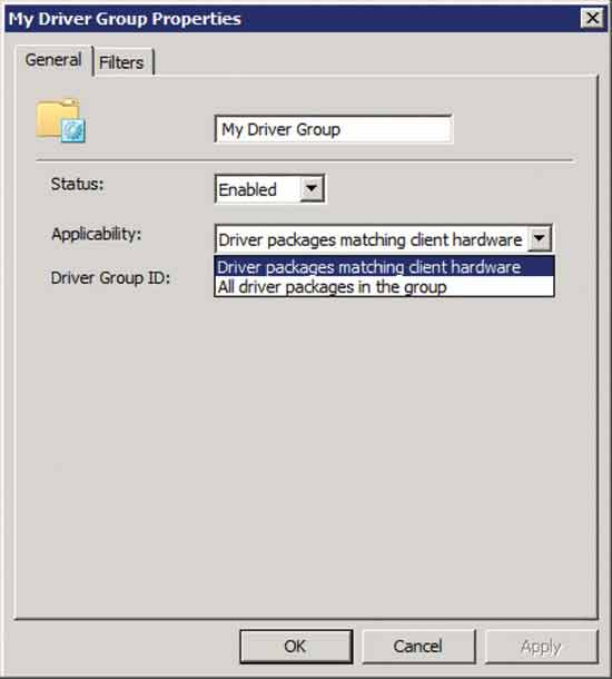 There is an Applicability setting for each Driver Group