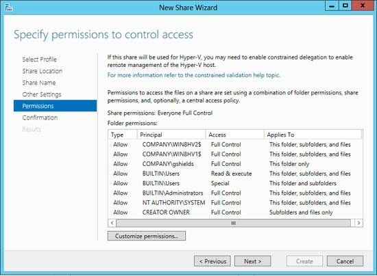 Create and set permissions for your file share