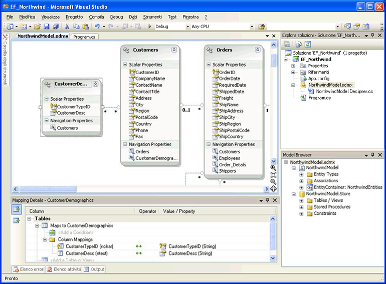 Visualizzazione di EF Designer