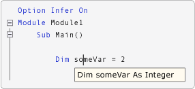 Visualizzazione IntelliSense della dichiarazione