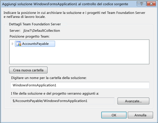 Archiviazione della soluzione in Team Foundation Server