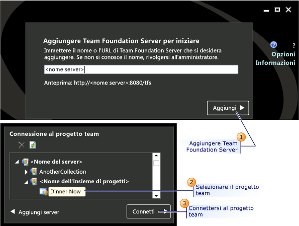 Connettersi al progetto team