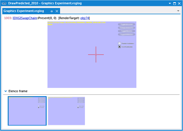 Log grafico con due frame acquisiti.