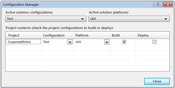 Gestione configurazione con Configurazione di test