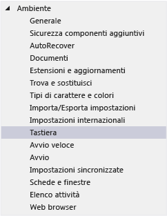 Visualizzare i tasti di scelta rapida nella finestra di dialogo Opzioni