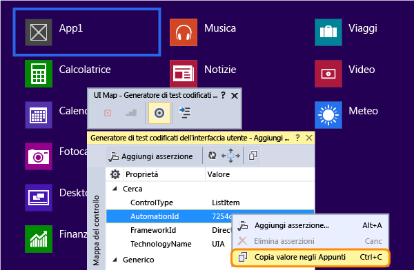 Copiare AutomationId negli Appunti