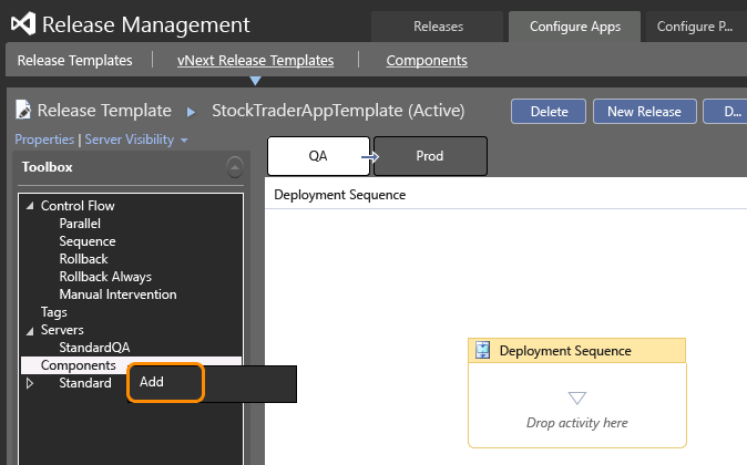 Add component to release template