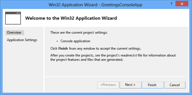 Win32 Console application wizard