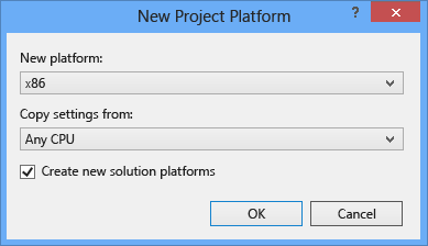 Visual Studio Configuration Manager window