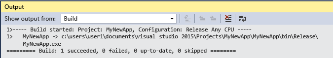 Visual Studio successful build output