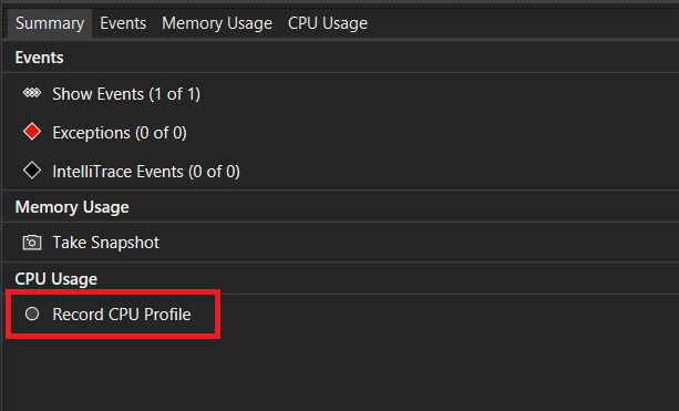 DiagToolsEnableCPUProfiling Diagnostics Tools enable CPU profiling