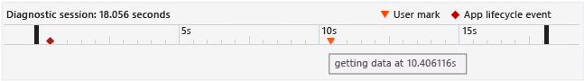 JS_HTMLVizProfiler_UserMark Diagnostics Ruler showing a user mark