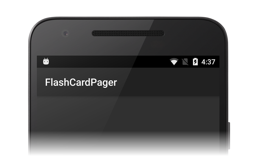 Screenshot dell'app FlashCardPager con ViewPager vuoto