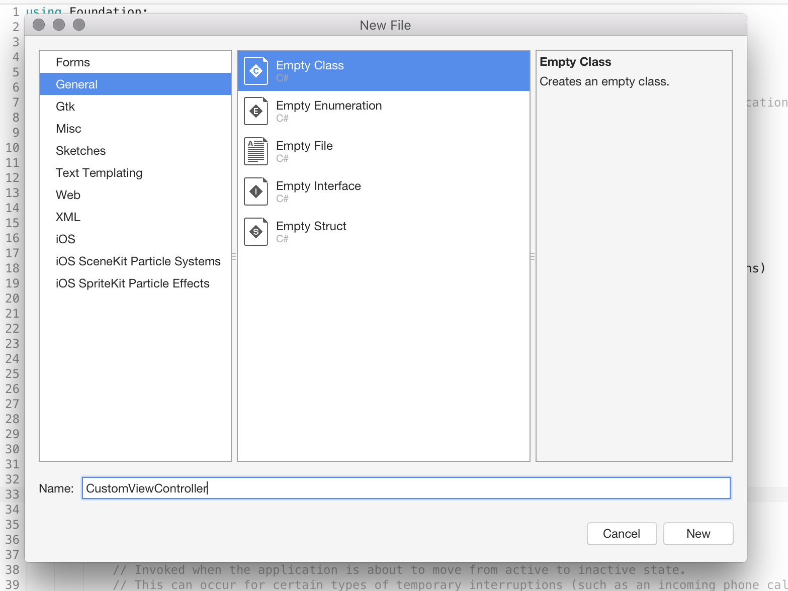 Aggiungere una nuova classe denominata CustomViewController