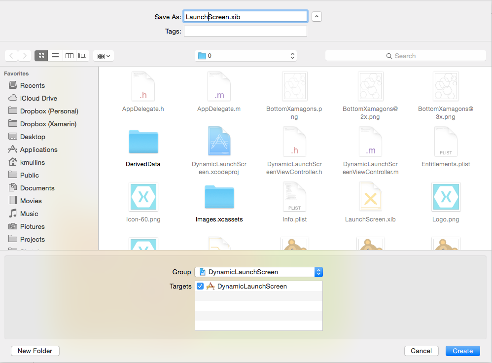 Denominare il file LaunchScreen.xib