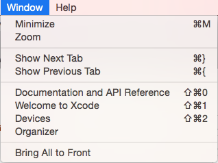 The Window menu