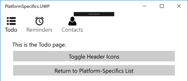 Icone di TabbedPage abilitate per la piattaforma