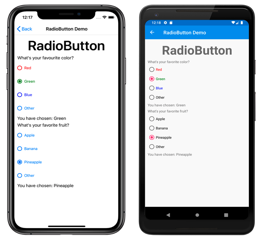 Esempio di radiobutton