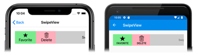 Screenshot degli elementi swipeView in iOS e Android