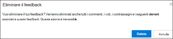 Screenshot: Opzione per eliminare il feedback.