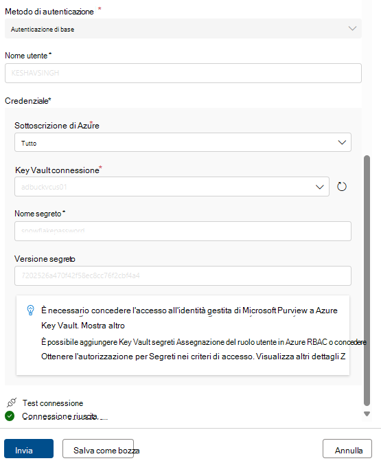 Screenshot that shows how to configure snowflake connection token.