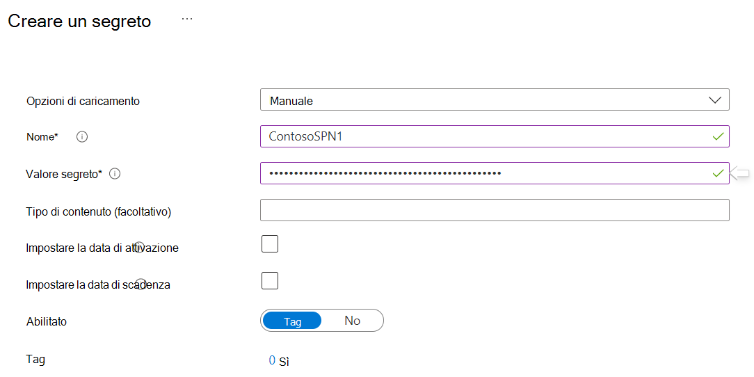 Screenshot how to generate an Azure Key Vault secret for SPN.