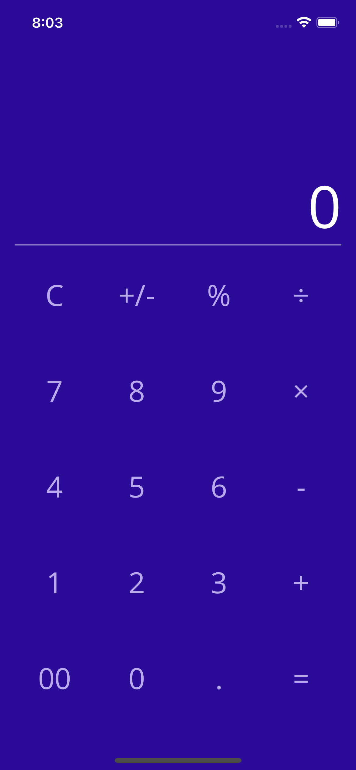 Calculator iOS application screenshot