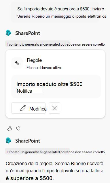 Crea una regola per Serena Ribeiro _ in risposta chat
