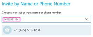 Numero di telefono per chiamata in uscita in Skype for Business.