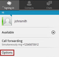 Screenshot che mostra Opzioni nella scheda Accesso.