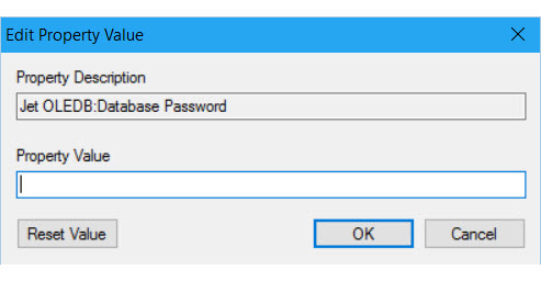 Specificare la password di Access, schermata 2