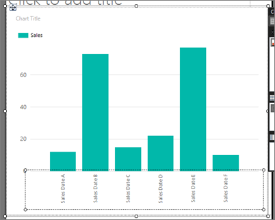 Screenshot of the Report Builder column chart with rotated x-axis text in the design view.