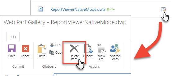 Modificare ed eliminare la web part Visualizzatore report (modalità nativa)