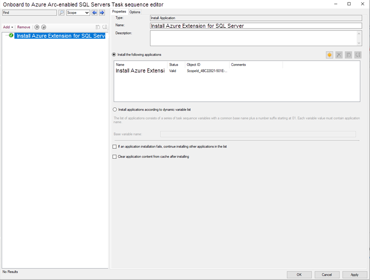 Screenshot che mostra una sequenza di attività in fase di modifica in Configuration Manager.