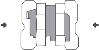Immagine che mostra il posizionamento della cartuccia di calcolo precedente nella confezione.