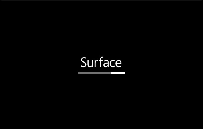 Firmware surface touch con barra di stato grigia.