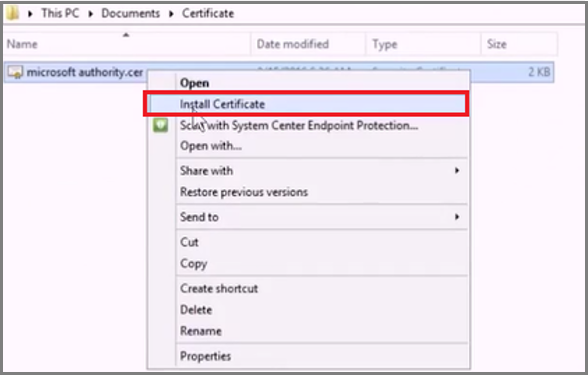 Screenshot di fare clic su Installa certificato.
