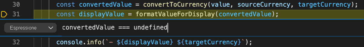 Screenshot of setting a conditional breakpoint in Visual Studio Code.