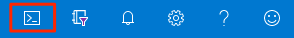 Screenshot del portale di Azure con indicata la posizione della voce di menu Cloud Shell.