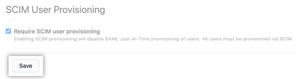 Screenshot dell'impostazione SCIM.