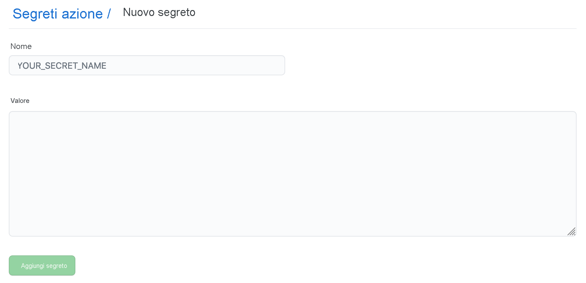 Nuova schermata privata per i repository.