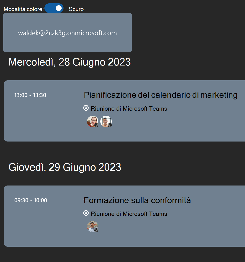 Questa immagine mostra la versione finale dell'applicazione.