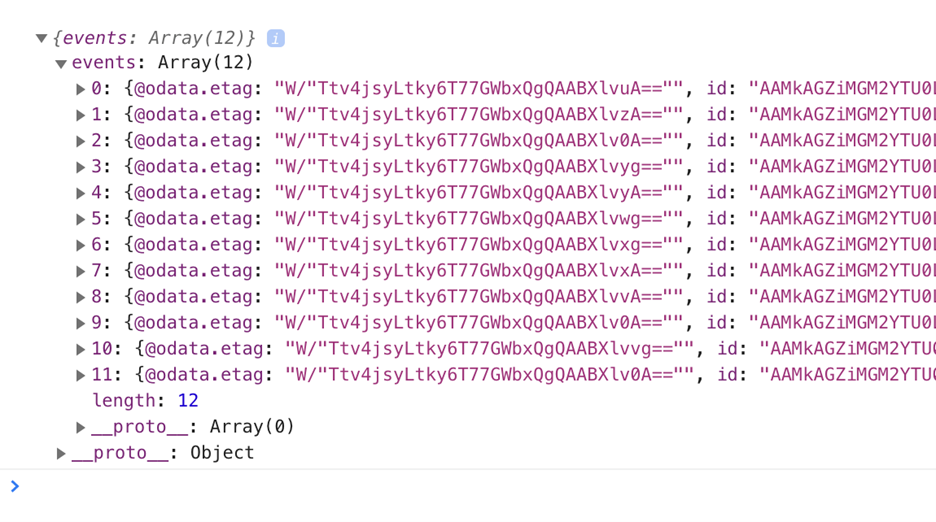 Screenshot che mostra il risultato della console.