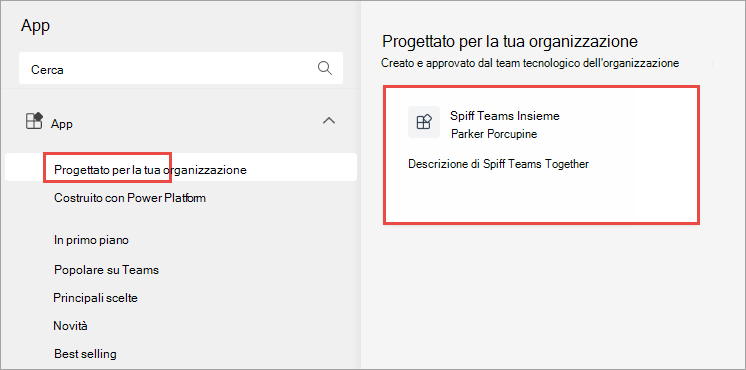 Screenshot dell'app SPFx Teams Together.