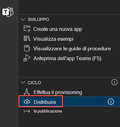 Screenshot del collegamento Distribuisci nel cloud evidenziato.