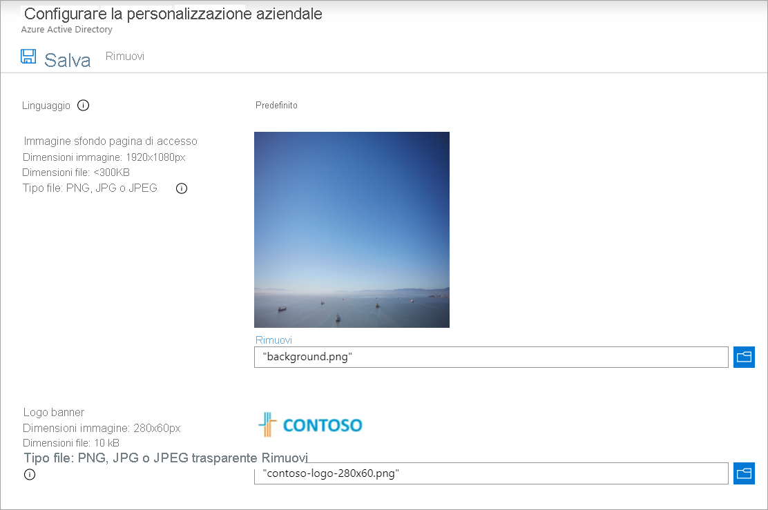 Screenshot that shows the configure company branding form.