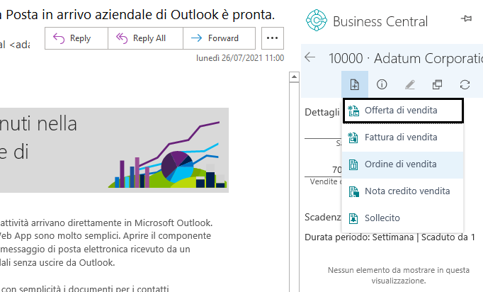 Screenshot che mostra le opzioni del menu Informazioni contatto.