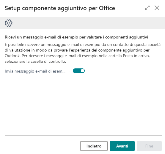Screenshot della sezione Ricevi un messaggio e-mail di esempio.